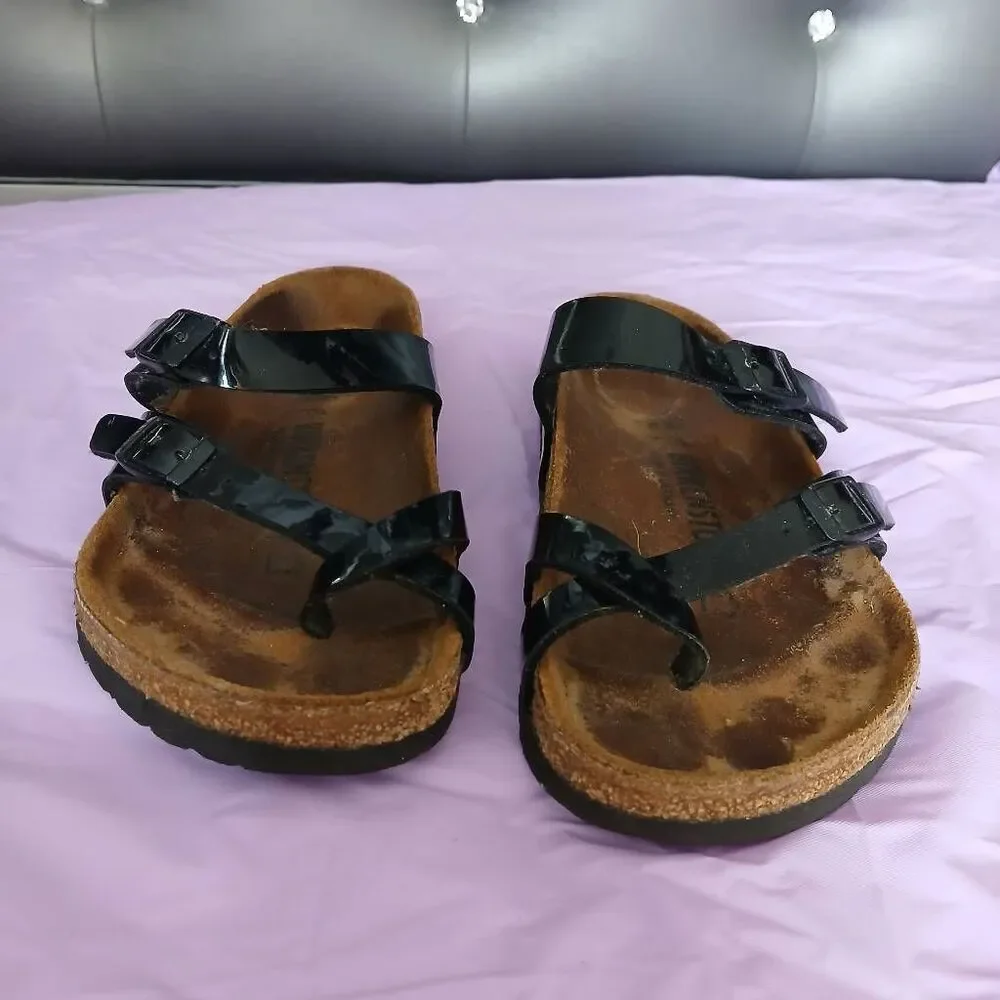 Birkenstock women's size 6.5 black cork bead sandals